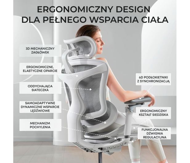 Sihoo DORO C300 PRO Mesh biały - 1542253 - zdjęcie 18
